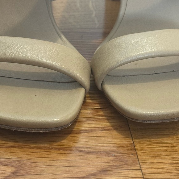 VINCE Quinn Leather Sandals Tan Nude Block Heels Shoes Size 7.5 7 1/2 Designer - Picture 11 of 14